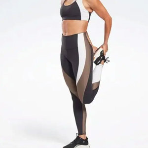 Econex Sports <b>High</b> <b>Waist</b> Full Length Green/<b>Black</b> Spandex Anti-Bacterial Quick Dry Seamless Elastic <b>Waist</b> <b>Leggings</b> Side Stripe - Product Image 2