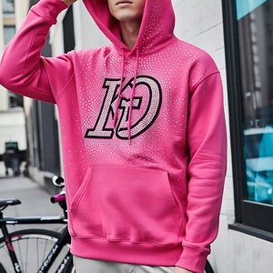 Sweat à capuche surdimensionné pour homme en coton 100% avec impression numérique et strass pour l'automne - Product Image 2