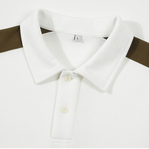 Polo en coton blanc pour homme, manches courtes, color-block, respirant, tissu Oxford, coupe classique - Product Image 2