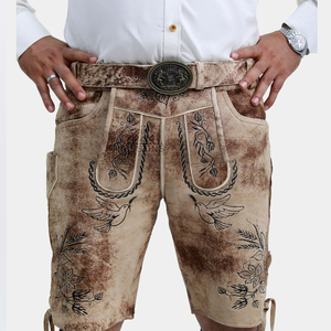 Pantalones Cortos de Cuero Tradicionales Bávaros para Hombre, Diseño Personalizado, Ropa Tradicional para Oktoberfest, Cuero Genuino, Proveedor OEM - Product Image 4