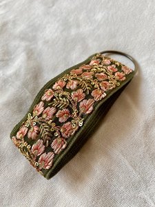 Floral Embroidered Lace Key Chain Fabric Strap Woven <b>Keyring</b> Decorative Bag Accessory Handmade keychain gift bohemian indian - Product Image 1