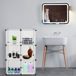 Contenitori di Stoccaggio Cubici Bianchi, Organizzatore per Armadio a 6 Cubi, Scaffali Fai-da-Te per Armadi e Guardaroba - Product Image 3