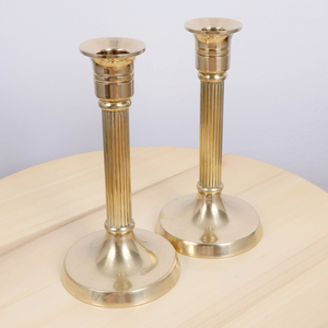 Vintage Solid Brass <b>Small</b> <b>Candle</b> Holder Pair Decorative Brass Candlestick Stands Compact Taper <b>Candle</b> Holders Classic Tabletop - Product Image 3