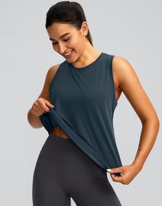 Top Corto de Tirantes para Mujer, Estilo Camiseta, Acanalado, Sin Mangas, Transpirable, de Algodón Elástico, Ajustado, Informal, para Verano, Gimnasio, Yoga, Fitness - Product Image 1