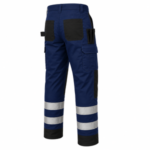 Men High Visibility <b>Work</b> <b>Pants</b> With Reflective Tape Knee Pads <b>Cargo</b> Pockets Polyester Construction Safety <b>Pants</b> - Product Image 4