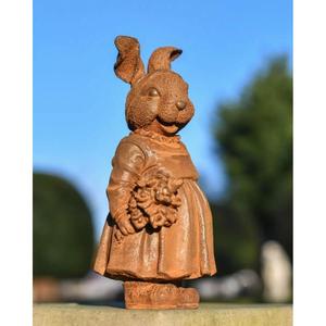 Statue de lapin rustique faite à la main avec fleurs, décoration extérieure, style simple, pour jardin, pelouse, figurine - Product Image 5