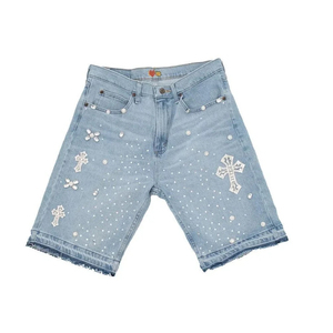 Shorts en jean respirants 100 % coton pour hommes, taille haute, avec cordon de serrage, décontractés, écologiques, prix raisonnables - Product Image 6