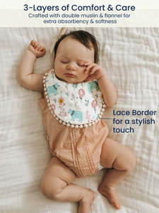 Juego de baberos de muselina suave para bebé, paquete de tres baberos absorbentes con estampado de animales del bosque y corazones coloridos para bebés y niños pequeños - Product Image 4