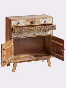 Handcrafted Solid Wood Modern Multi-Texture Living Room <b>Space</b>-<b>Saving</b> Hotel Accent Cabinet - Product Image 3