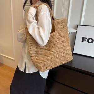 Nuevo Bolso de Hombro de Gran Capacidad para Mujer, Estilo Vintage, Tejido de Paja, con Cierre de Cremallera, para Viaje - Product Image 1