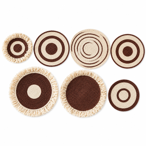 Décoration murale ronde en jonc de mer bohème personnalisée, faite à la main, marron, pour hôtels et restaurants - Product Image 2