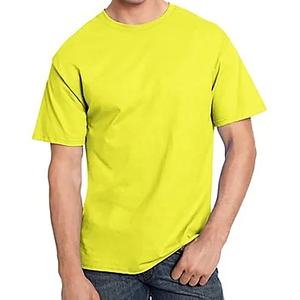 Couleur citron vert col rond uni décontracté hommes T-shirts 100% coton meilleure qualité hommes microfibre Funky porter pour des trucs décontractés - Product Image 1