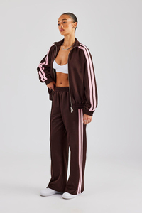 Prix d'usine – Ensemble de survêtement deux pièces rose avec fermeture éclair, motif chocolat, pour femme (hoodie et pantalon de jogging) – Idéal pour l'entraînement sportif - Product Image 5