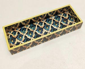 <b>Round</b> Wood Decorative <b>Tray</b> With Marble Pattern And Leaf Design Rustic Style Single Piece - Product Image 2