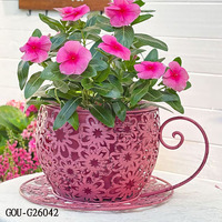 Pot à fleurs vintage en fer, pot à plantes creux en métal, décoration de jardin intérieur