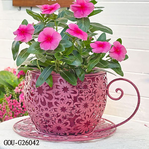 Pot à fleurs vintage en fer, pot à plantes creux en métal, décoration de jardin intérieur - Product Image 2