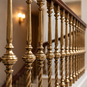 Rampe en bronze torsadé avec meneaux bombés tournés pour hôtels de luxe, villas et escaliers classiques - Product Image 2