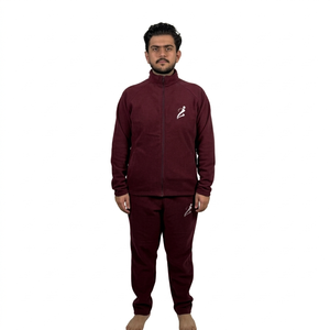 New Arrival Men Winter Hooded Solid Printed Tracksuit Sportswear Pant Jacket 2 <b>Pc</b> <b>Set</b> 100% Cotton Unisex Fleece Tracksuit - Product Image 4