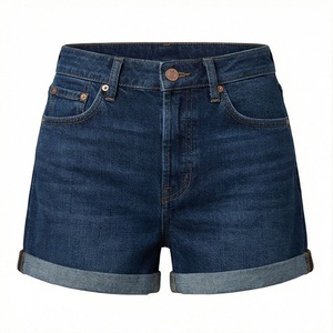 Shorts en jean pour femme, coupe ample, taille basse confortable, taille élastique, design déchiré, style tendance - Product Image 1