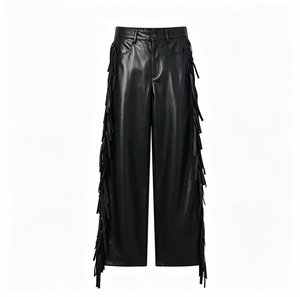 Pantalon en cuir sur mesure pour homme, coupe classique, en toile, haute qualité, respirant, design décontracté et tendance, avec pompons - Product Image 1