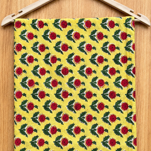 Tela de Algodón Floral Amarilla Premium, Estampada a Mano, para Prendas, Decoración del Hogar, Manualidades, Tela de Algodón Floral de Diseño - Product Image 6