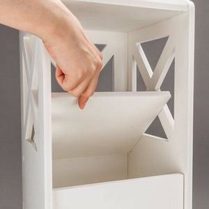 Mobile Bagno Moderno a Una Porta e Due Ripiani, Impermeabile, in MDF Bianco e Metallo, Salvaspazio, per Casa, Camera da Letto, Magazzino, Scuola - Product Image 3