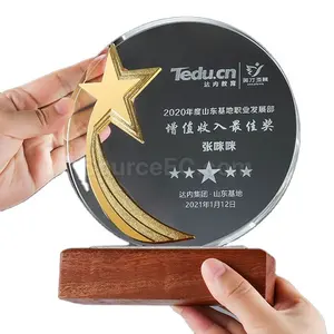 Thiết kế thanh lịch tùy chỉnh bán buôn trang trí triển lãm công ty hoạt động giải thưởng pha lê Lettering Trophy pha lê Trophy