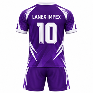 ชุดฟุตบอลแบบกำหนดเองสำหรับผู้ชาย เสื้อเจอร์ซีย์และกางเกงขาสั้น ชุดกีฬา ชุดทีม ระบายอากาศ แห้งเร็ว พิมพ์ลายแบบซับลิเมชั่น ขายส่ง - Product Image 3