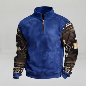 Sweat-shirt en molleton à col montant pour homme, motif géométrique, coupe classique, vêtement décontracté d'automne - Product Image 6
