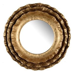 Miroir mural rond en laiton de style moderne avec cadre décoratif en forme de soleil de la marque Linea Exports Inc - Product Image 3
