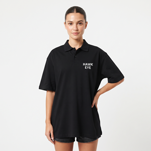 เสื้อโปโลโอเวอร์ไซส์ผู้หญิง พิมพ์โลโก้ได้ ผ้าคอตตอนหนา 100% แขนสั้น สไตล์ลำลอง ขายส่ง - Product Image 3
