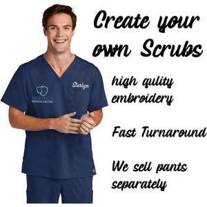 Camisas de Trabajo Unisex WW5068 para Hombre con Cuello en V y Bolsillo, Logotipos y Textos Bordados, Uniformes de Hospital Multicolores - Product Image 5