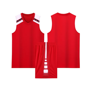 Conjunto de Camiseta de Baloncesto Unisex Personalizada, Transpirable, 100% Poliéster, Sin Mangas, con Franjas Azules en los Hombros y Pantalones Cortos con Cintura Elástica - Product Image 1