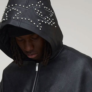 แจ็คเก็ตหนังผู้ชายพิมพ์ลายการ์ตูนคุณภาพสูง สไตล์ไฮสตรีท กันน้ำ ใส่ได้สองด้าน ผลิตในปากีสถาน - Product Image 6