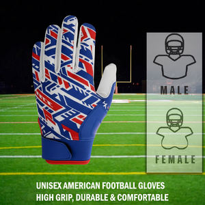 Red Blue White Pattern Outdoor Sports Gloves With Non Slip Palm For Football Use - Product Image 6