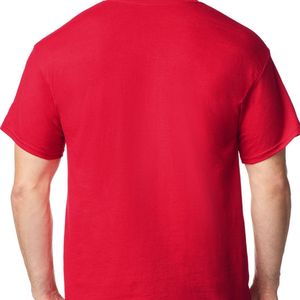 เสื้อยืดผู้ชายสีแดงสำหรับผู้ใหญ่ มีกระเป๋าเสื้อ ผ้าฝ้ายพรีเมียม คอกลม แขนสั้น สไตล์ลำลอง พร้อมกระเป๋าหน้าอก รับสกรีนโลโก้ ขายส่ง - Product Image 5
