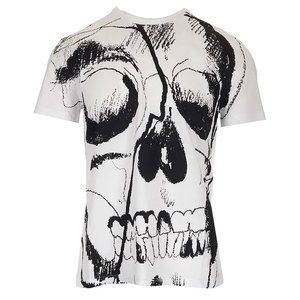 Camiseta Blanca con Estampado de Calavera para Hombre, Manga Corta, Cuello Redondo, Corte Ajustado, Estilo Gótico, 100% Algodón Jersey, Impresión Personalizada DTG - Product Image 2