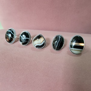 Best Quality Oval Black Suleimani Hakik Agate Stone <b>Ring</b> Polished Natural Gemstone Bulk Jewelry Craft from an <b>Indian</b> Wholesale - Product Image 4