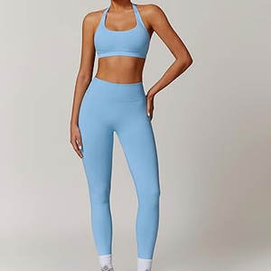 Conjuntos Deportivos para Mujer, Leggings sin Costuras con Efecto Levanta Glúteos, Sujetador Deportivo Halter, Conjunto de 2 Piezas para Gimnasio, Ropa Deportiva - Product Image 2
