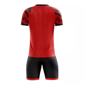 Uniforme de football à manches courtes respirant et à séchage rapide personnalisable pour hommes, de haute qualité, 100% polyester, impression personnalisée du nom de l'équipe pour l'été - Product Image 2