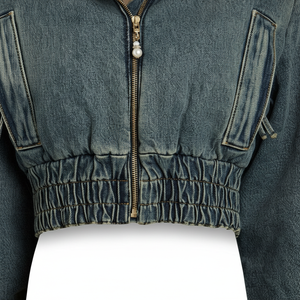 แจ็คเก็ตยีนส์พิมพ์ลายน้ำหนักเบาใหม่สำหรับผู้หญิง แฟชั่นแจ็คเก็ตยีนส์ผู้หญิง ผ้าแคนวาส หนังแกะ - Product Image 5