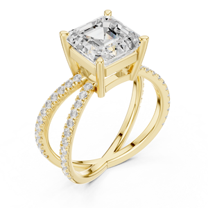 แหวนแต่งงานเพชรแล็บโกรว์ทรงแอสเชอร์ 3.50 กะรัต E VS1 ทองคำแท้ 14k พร้อมใบรับรอง IGI ขายดี - Product Image 3