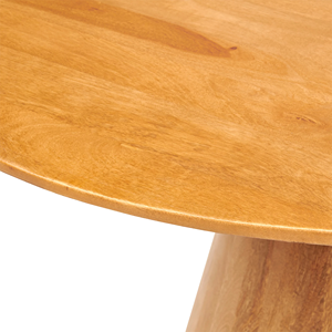 โต๊ะรับประทานอาหารทรงกลมไม้มะม่วงสีน้ำผึ้งสไตล์โมเดิร์นสำหรับตกแต่งบ้าน พร้อมฐานไม้ทรงสวยงาม - Product Image 5