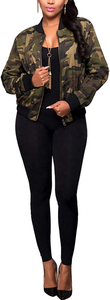 Women's Casual Camouflage <b>Jacket</b> With Pockets Long Sleeve Coat Zip up Cropped Bomber <b>Jacket</b> - Product Image 2