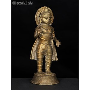 Escultura de Buda Tribal de 8 pulgadas hecha a mano en latón para regalar hecha en India - Product Image 3