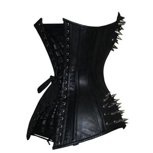 ซื้อคอร์เซ็ทโอเวอร์บัสต์แบบมีโครงเหล็ก ควบคุมรูปร่างได้ดี สีดำ หนัง แต่งลูกไม้ สไตล์สตีมพังก์ กอธิค - Product Image 3