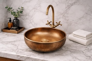 Fregadero de cobre de fácil mantenimiento, lavabo de cobre de bajo cuidado, producto seguro para el agua, material higiénico para fregaderos de cobre, solución higiénica para lavabos de cobre - Product Image 3