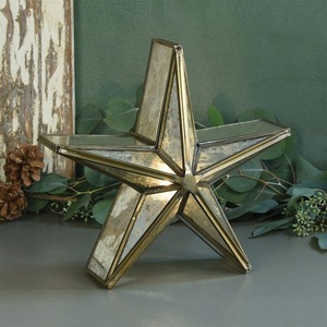 Star-Shaped Iron <b>Lantern</b> <b>Candle</b> <b>Holders</b> with Glass Panels for Home Decoration - Product Image 5