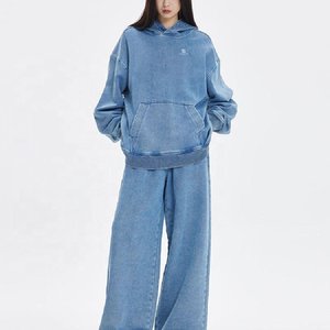 Conjunto Deportivo de Mujer, Sudadera con Capucha de Color Sólido, Pantalones de Felpa de Algodón Extra Grandes con Bolsillos Laterales, Ropa Casual de Invierno 2026 - Product Image 5
