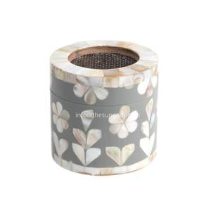 Quemador de Incienso Redondo Floral de Lujo con Madreperla de Oriente Medio, para Servir o Regalar, Proveedor Mayorista - Product Image 1